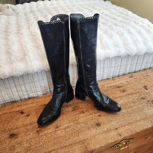 Sesto Meucci black leather knee high boots with elastic outer side - Size EU 41